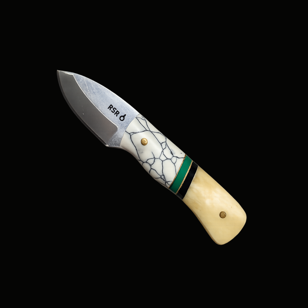RSR Mini | 4” Fixed Blade Knife | Bone & Marbled Stone