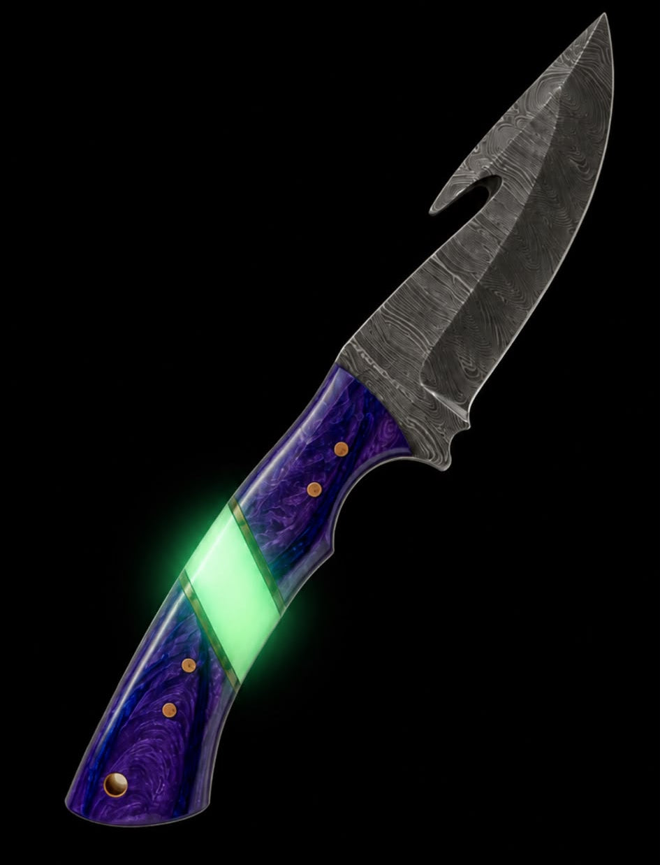 RSR Halo™ | 8” Damascus Gut Hook Fixed Blade