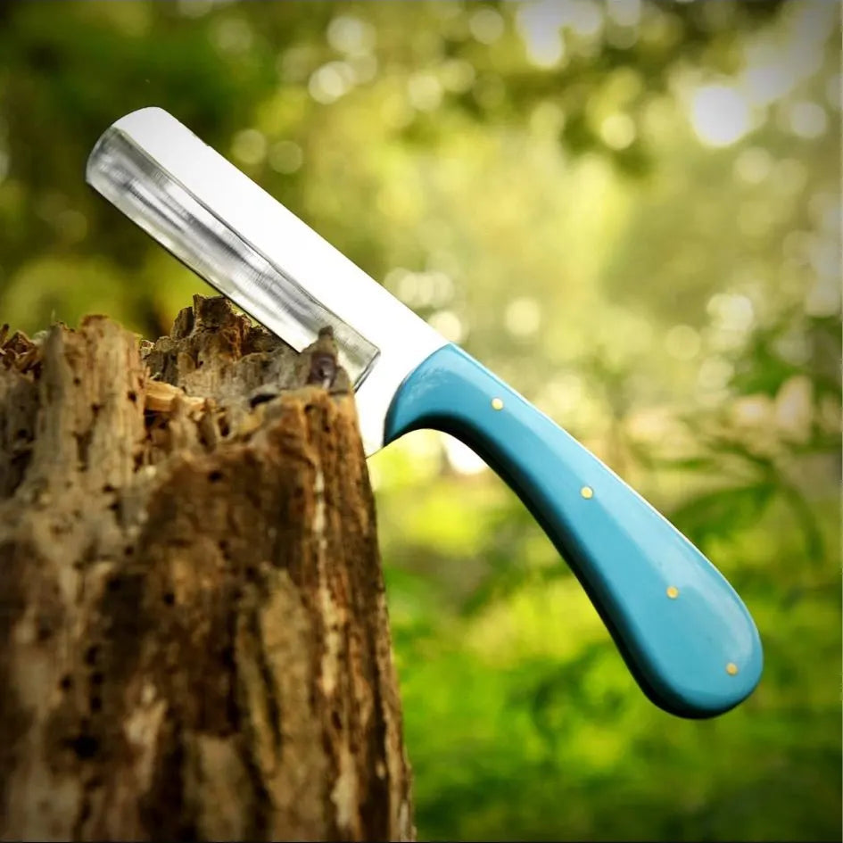 Stagie Original 7” Bearing Steel Bull , Cutter Blue Resin Handle Fix blade Knife