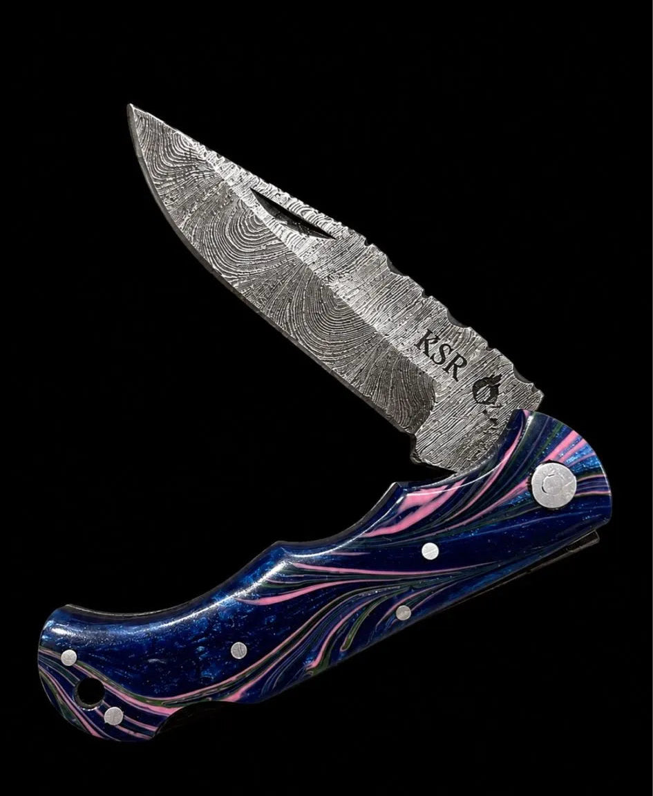 RSR Miami Mahi Damascus Folding Knife