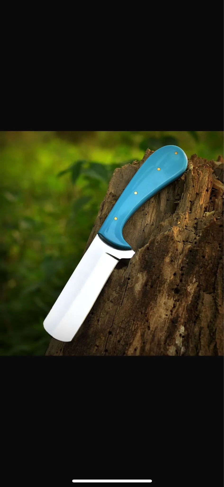 Stagie Original 7” Bearing Steel Bull , Cutter Blue Resin Handle Fix blade Knife
